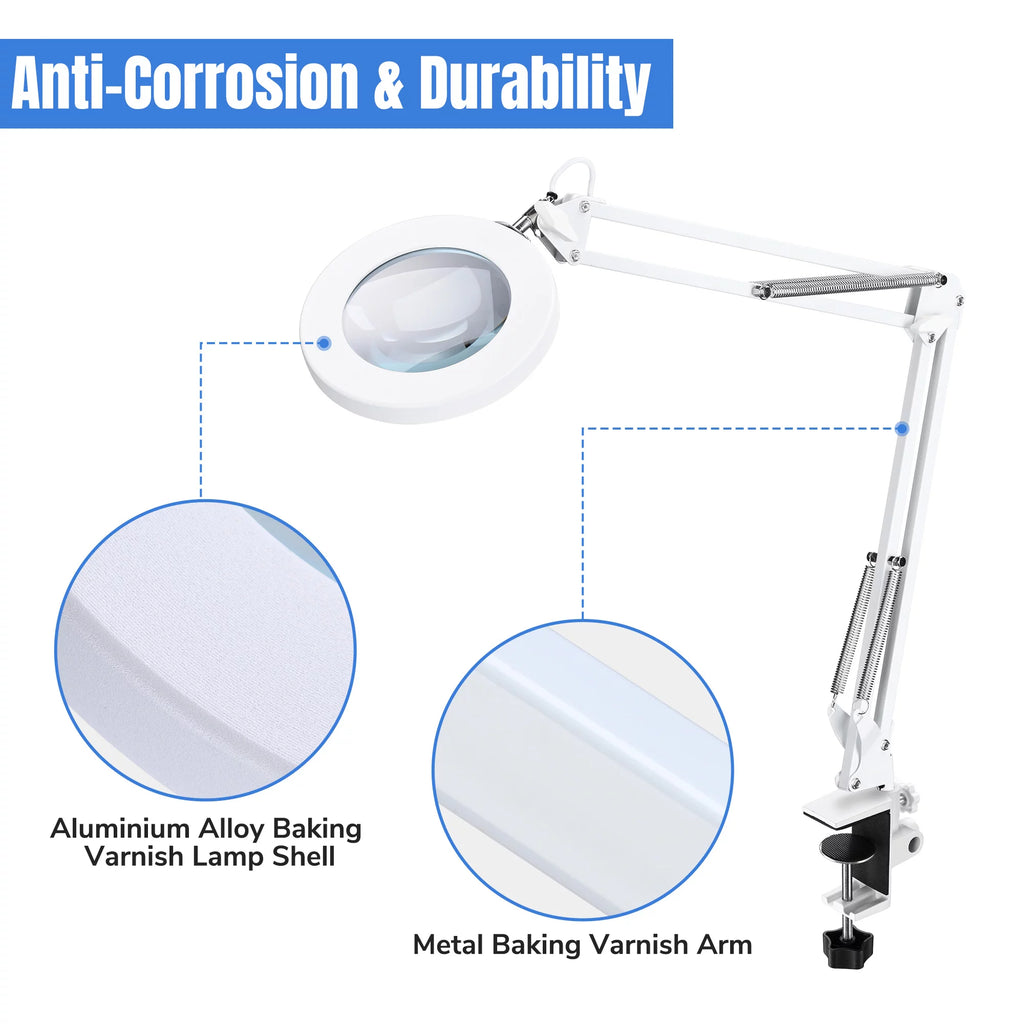 LED Magnifying Lamp Desk Light with Clamp Adjustable Arm O8135
