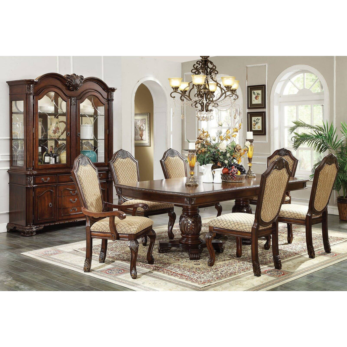 Arm Chair Set-2 Espresso Fabric J135