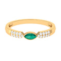 14K Yellow Gold Emerald Promise Ring with Diamond U277