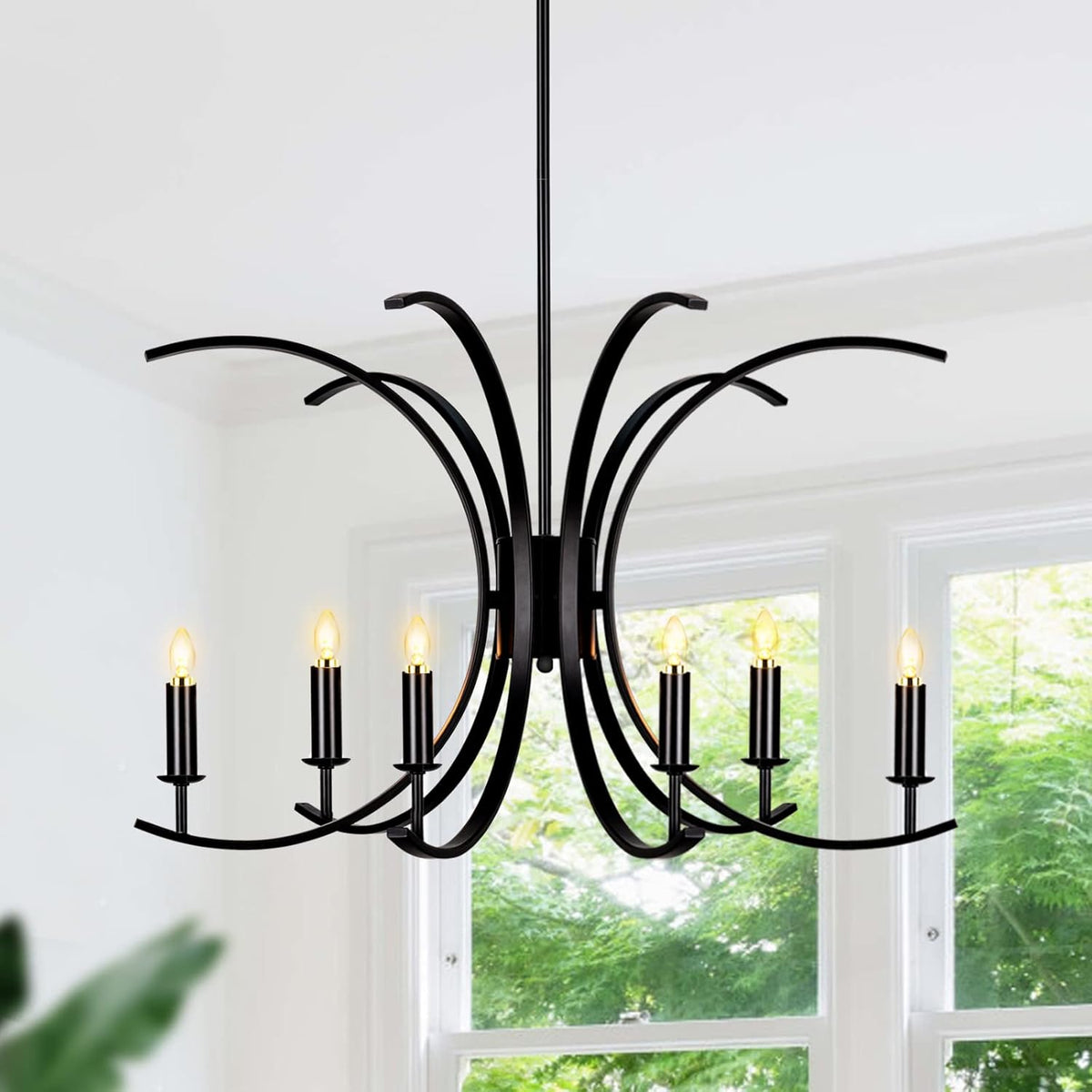 Black 6-Light Metal Chandelier B165906
