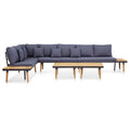 Dark Gray 7-Seater Acacia Wood Sofa with Coffee Table N5736