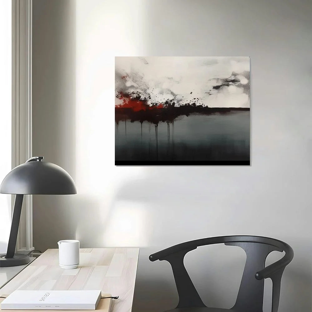 Framed Canvas Print Wall Art Black Gray Abstract Illustrations 20x16 T538371