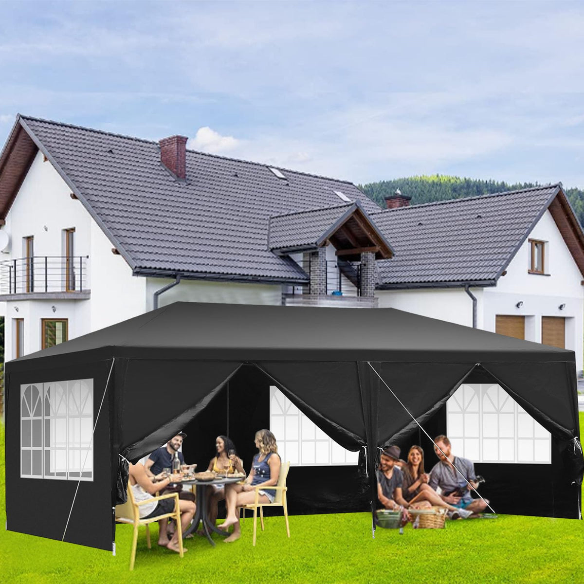 10'x20' Waterproof Outdoor Party Tent with 4 Removable Sidewall and 2 Door J161