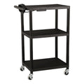 Black Plastic Utility AV Cart with Power Strip K8983
