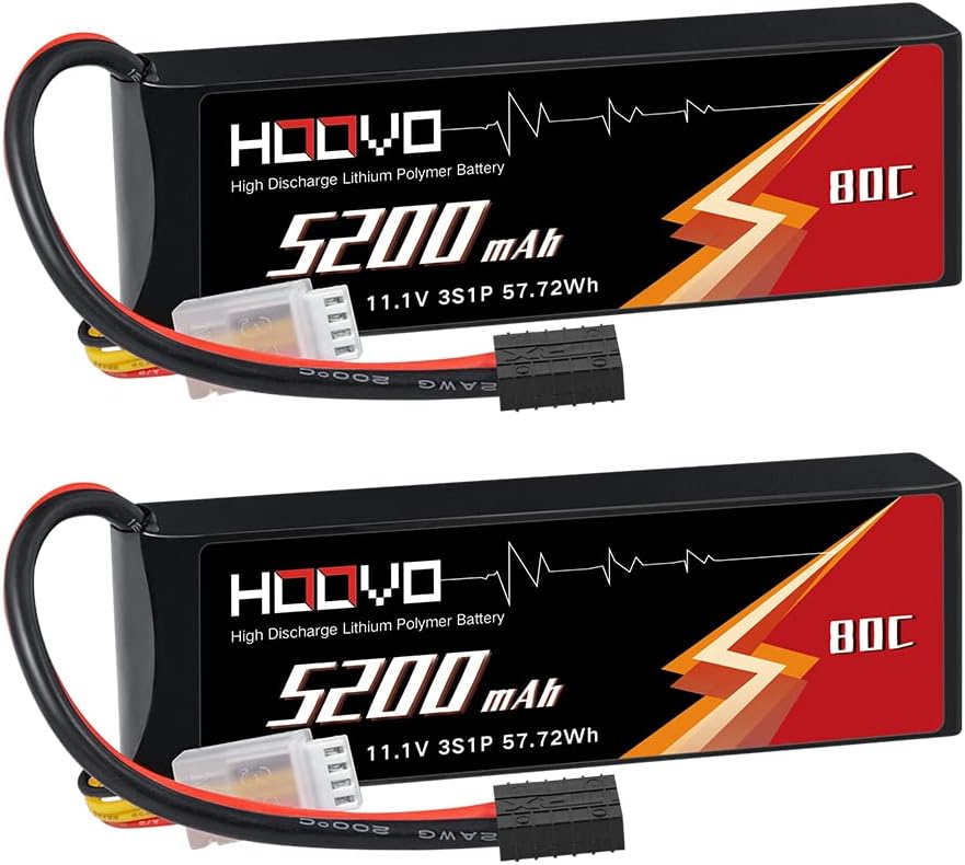 11.1V 80C 5200mAh 3S LiPo Battery with Plug 2 Packs M18982