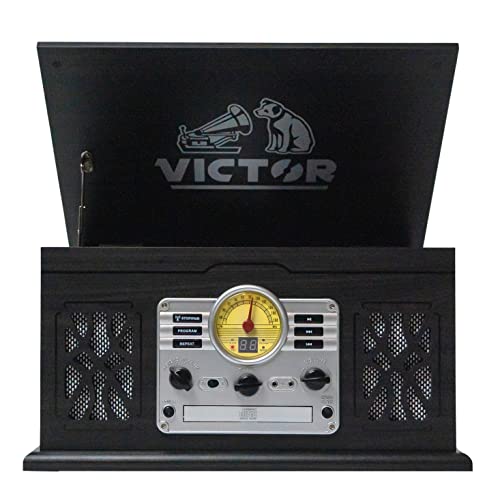 7-in-1 Turntable Music Center with 3-Speed Record Player, Graphite M9402