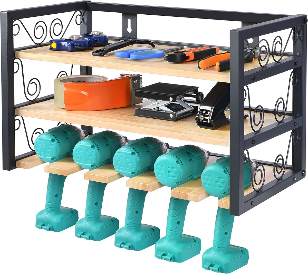 Power Tool Organizer, 5 Drill Rack Wall Mount U143956