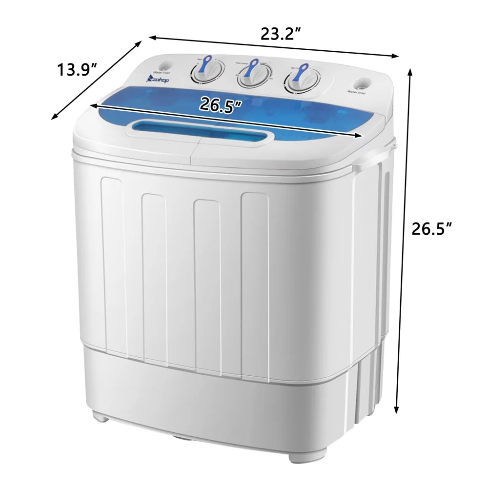 Portable 15lbs Mini Twin Tub Compact Laundry Washer, Blue Y847954