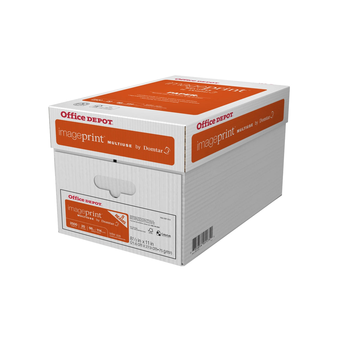 FSC Certified Multiuse Paper, 8 1/2in x 11in, 20 Lb, White, 500 Sheets Per Ream, Case Of 5 Reams V181429