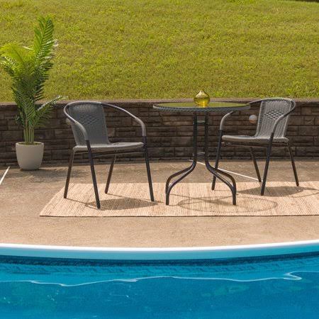 Black Table and 2 Stack Chair Set K757