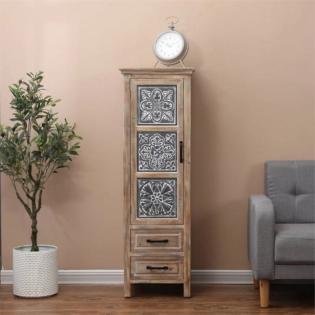 2 Drawer Wood Tall Tower Cabinet Set of 2 Z733
