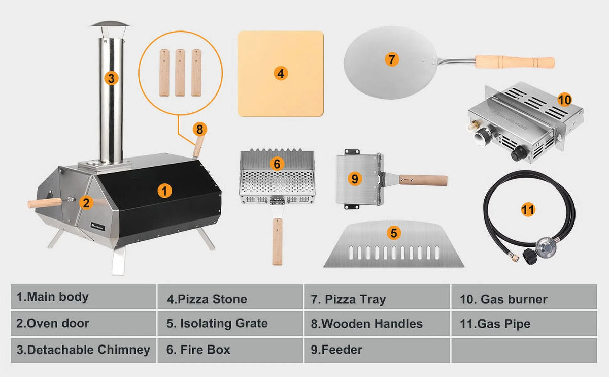 13 Multi-Fuel Pellet Fired Pizza Oven with Pizza Stone Q8042