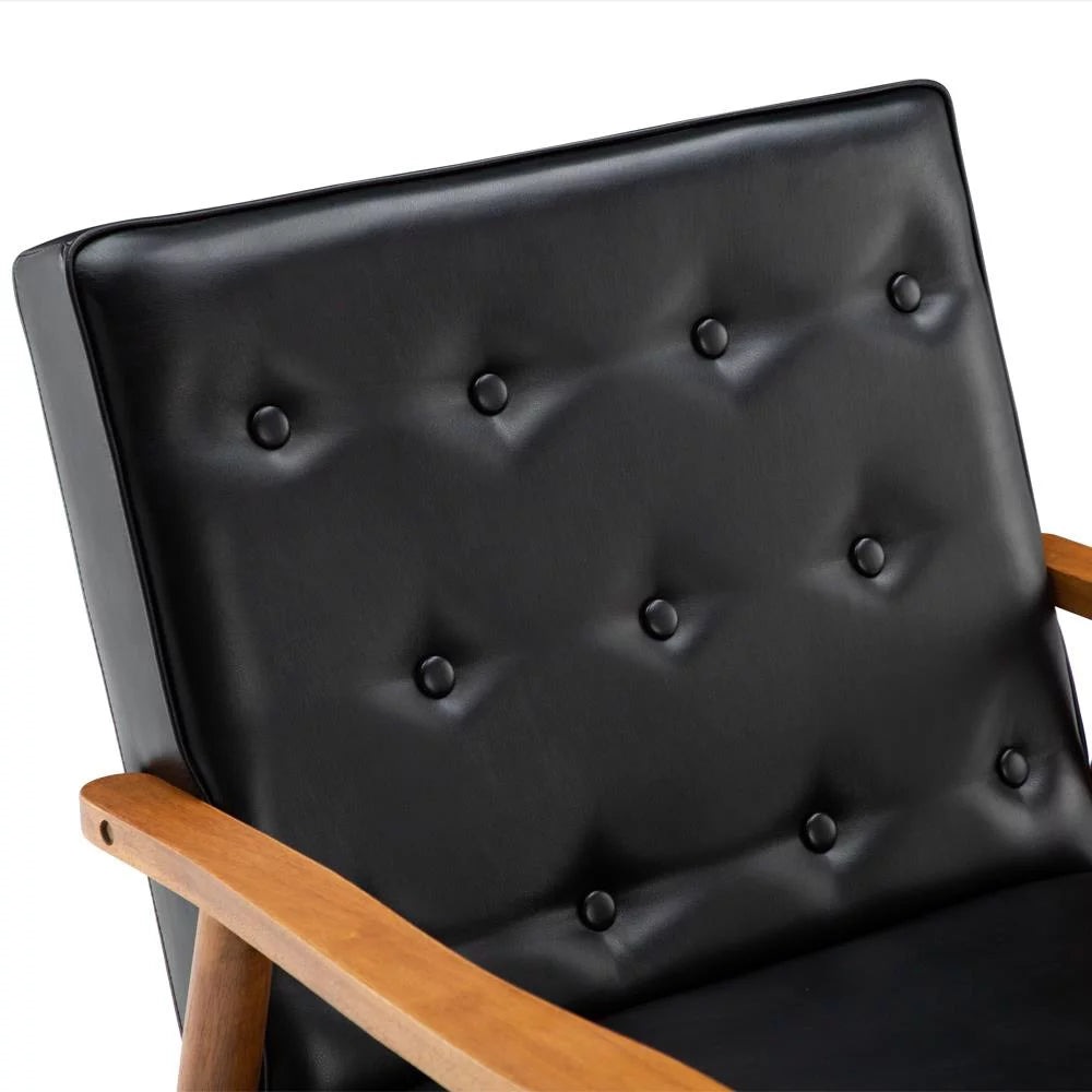 Black Fabric Upholstered Wooden Accent Chair Y71734