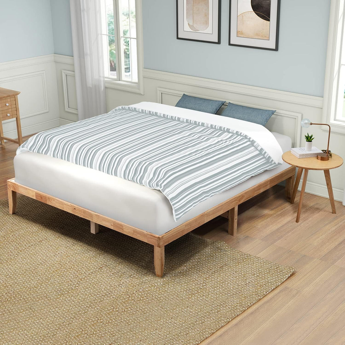 Oak Wood Platform Bed Frame O7556