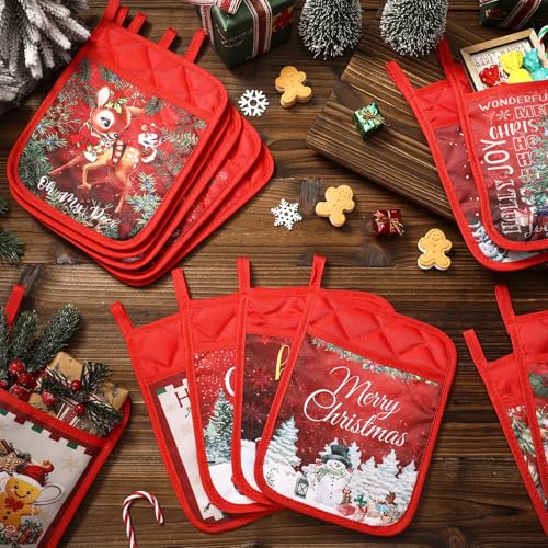 12 Pcs Christmas Pot Holders with Pocket Y958551