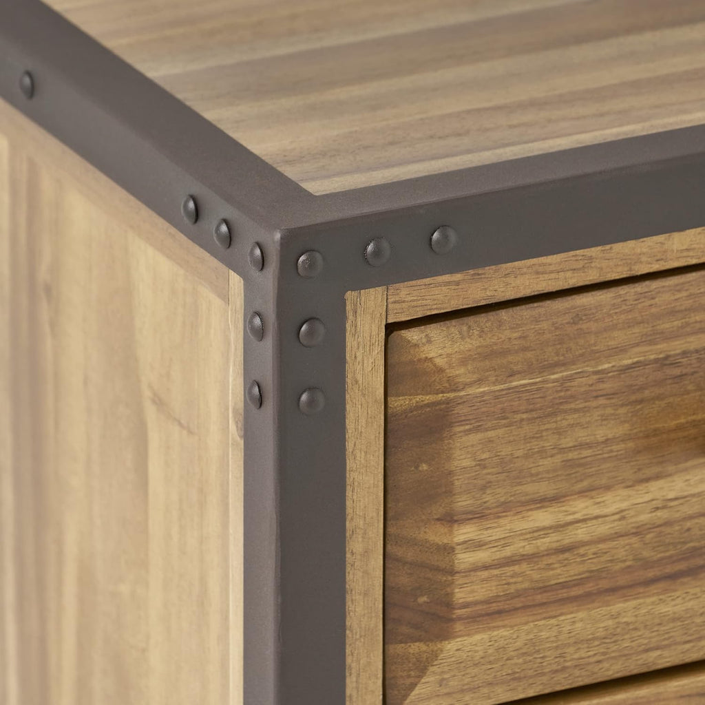 Natural Stained Acacia Wood Two Drawer Night Stand T813919