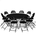 11 Pieces 4.5 Ft Round Foldable Table and Chair Set Black U10094
