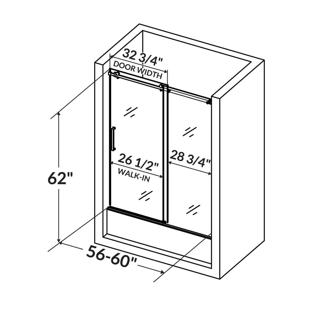 Bathtub Doors, Semi-frameless, Chrome Finish A966