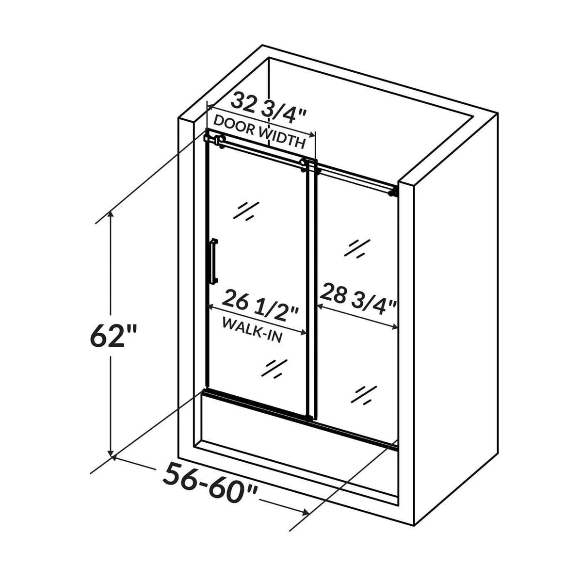 Bathtub Doors, Semi-frameless, Chrome Finish A966