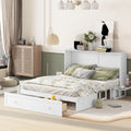 White Queen Size Wood Murphy Bed Cabinet with Storage Drawer P632