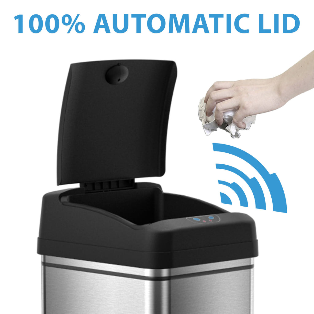 13 Gallon and 2.5 Gallon Stainless Steel Sensor Trash Cans Set of 2 M149958