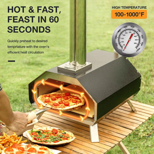 13 Multi-Fuel Pellet Fired Pizza Oven with Pizza Stone Q8042