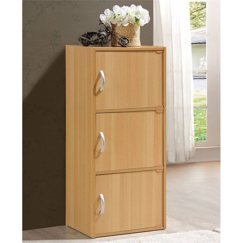 3 Shelf 3 Door Bookcase in Beech, Brown H14976