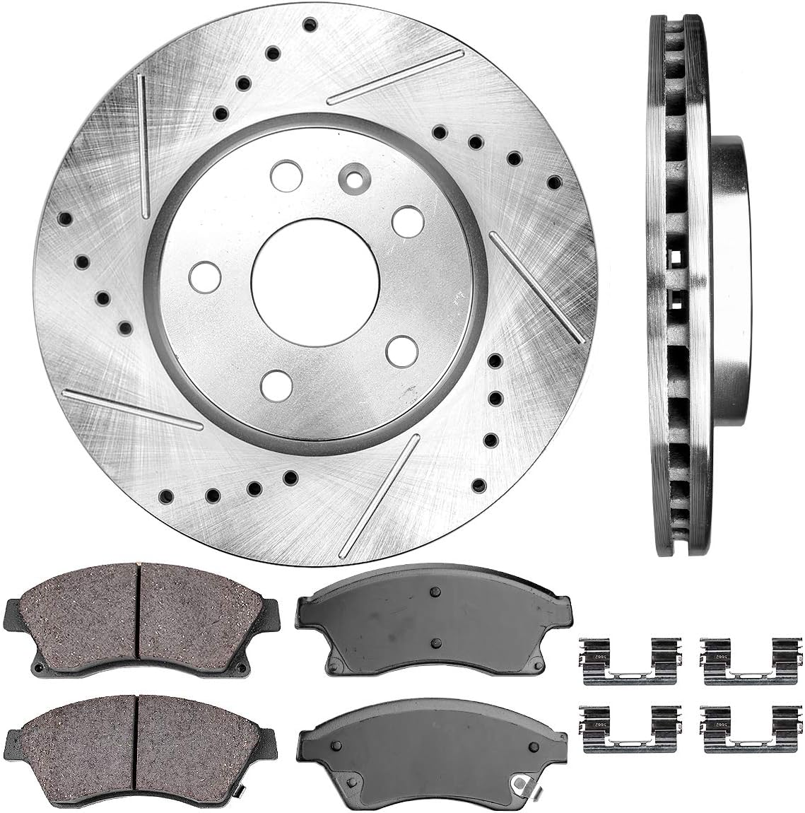 276 mm Front Brake Disc Rotors + Ceramic Brake Pads + Clips E897963