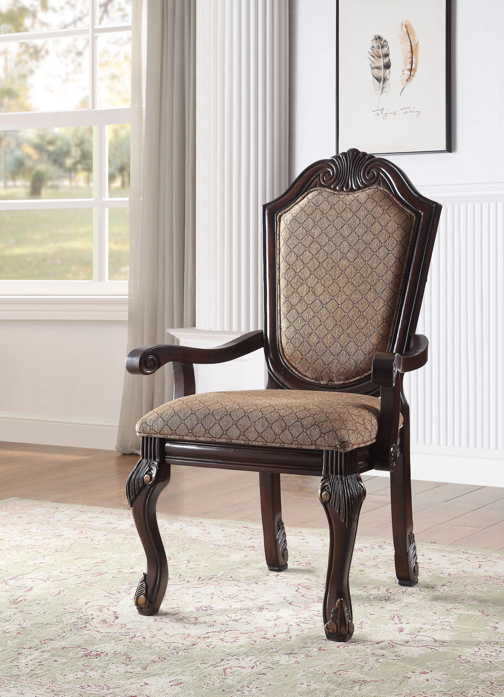 Arm Chair Set-2 Espresso Fabric J135