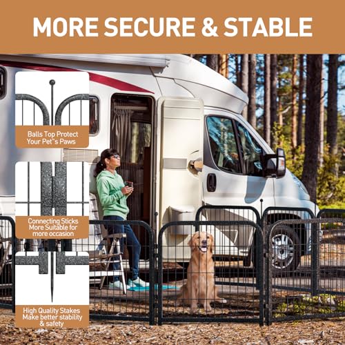 40 Inch 16 Panel Metal Dog Playpen Black-Silver N571725