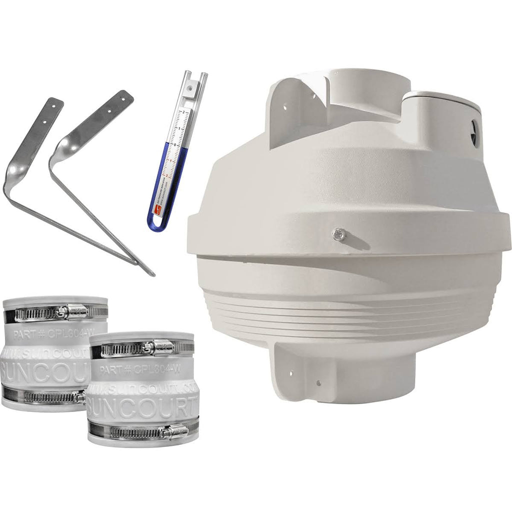 4 in. Radon Mitigation Fan Kit with Couplers and Air Pressure Indicator Q4464