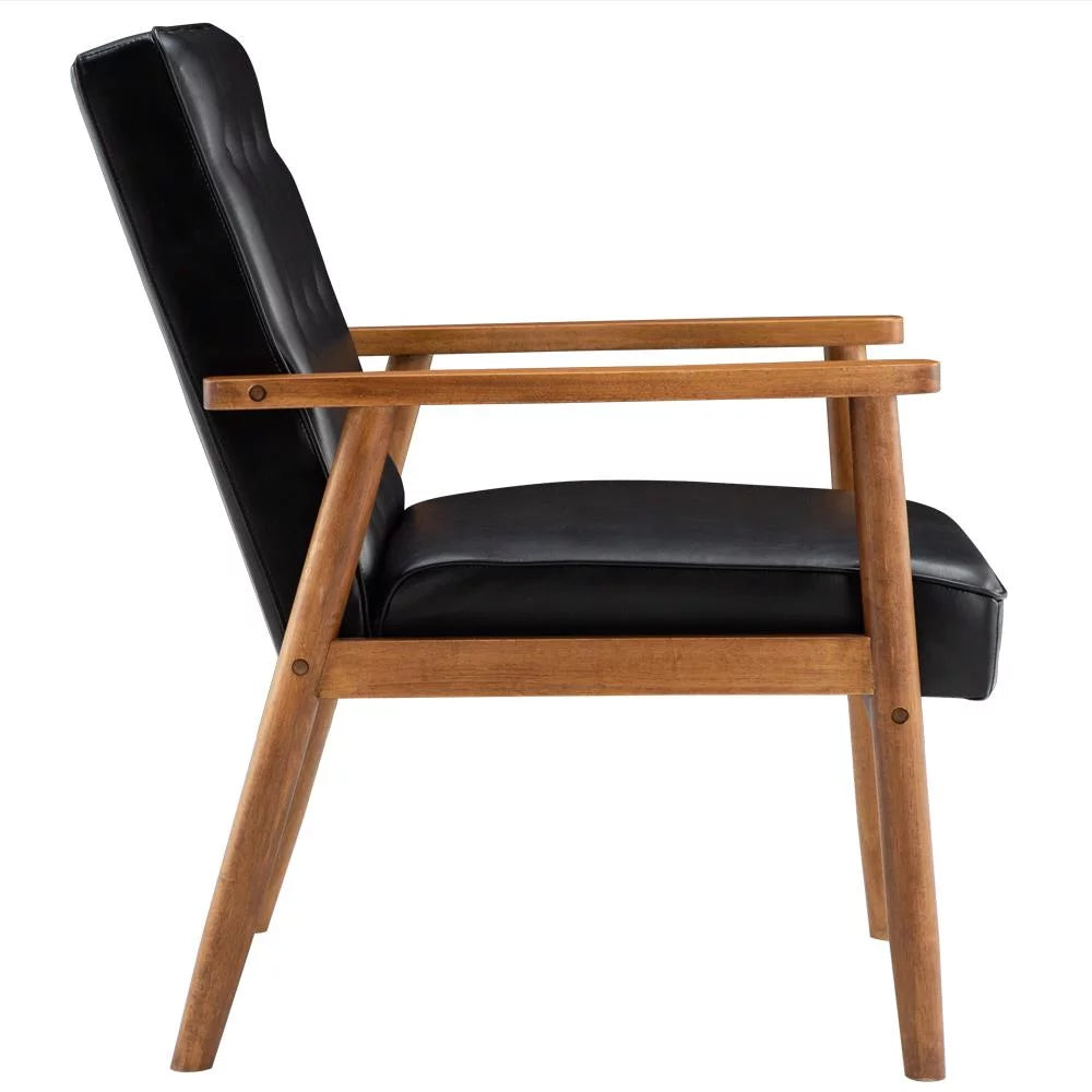 Black Fabric Upholstered Wooden Accent Chair Y71734