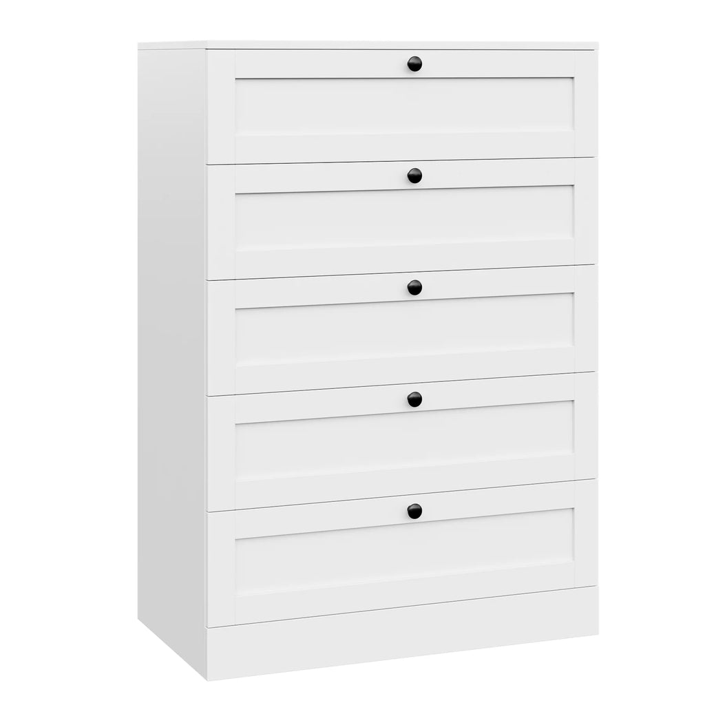White 5 Drawer Wood Dresser P88489