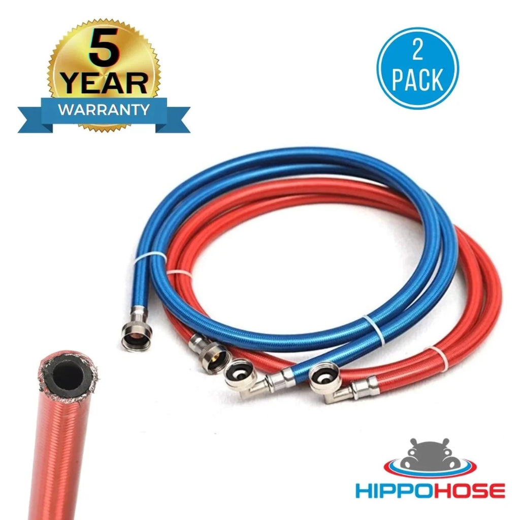 Stainless Steel Braided Washing Machine Water Supply Line Hoses 6 ft 2 pack K6336