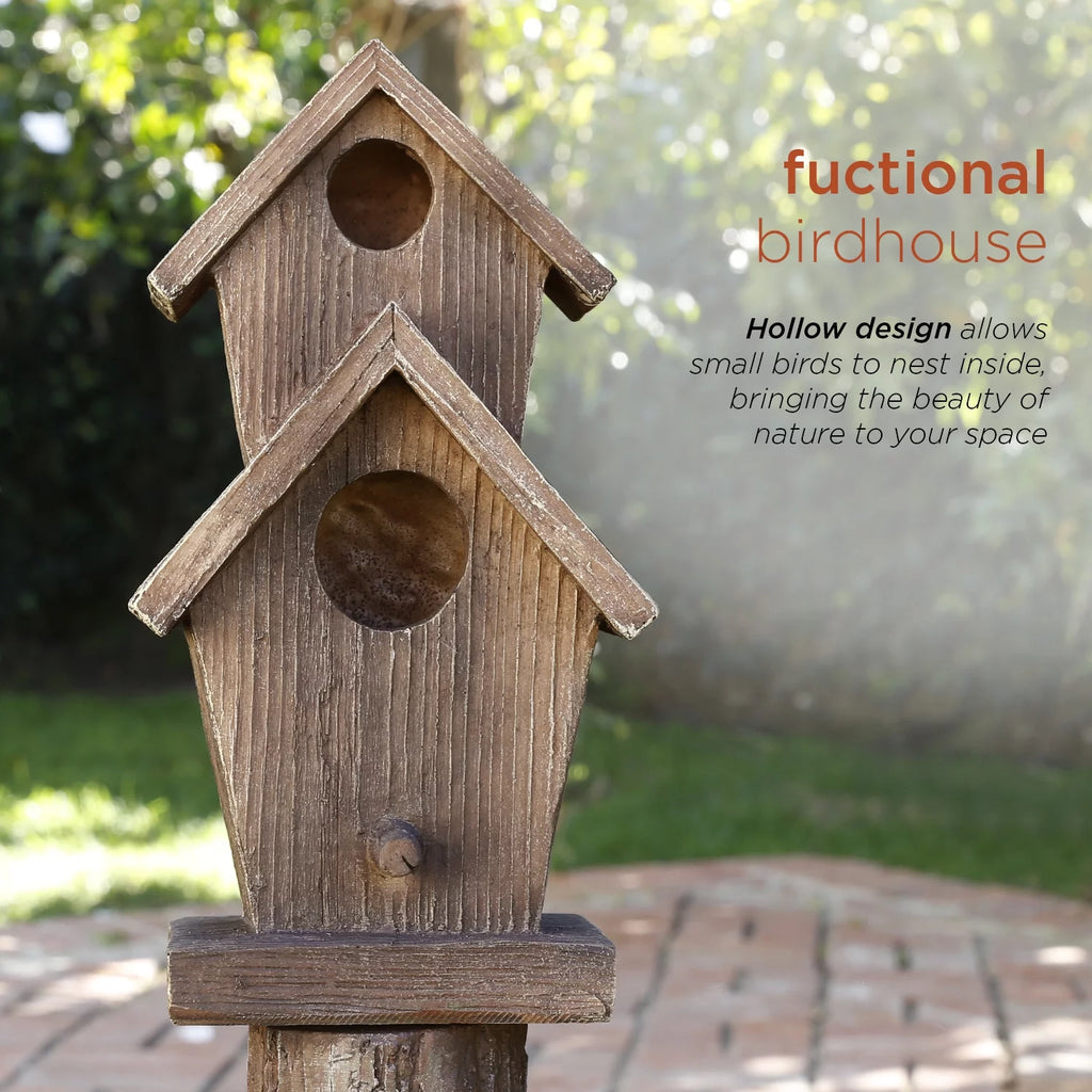 35-Inch Fountain and Birdhouse with Cardinal Figurine C84782