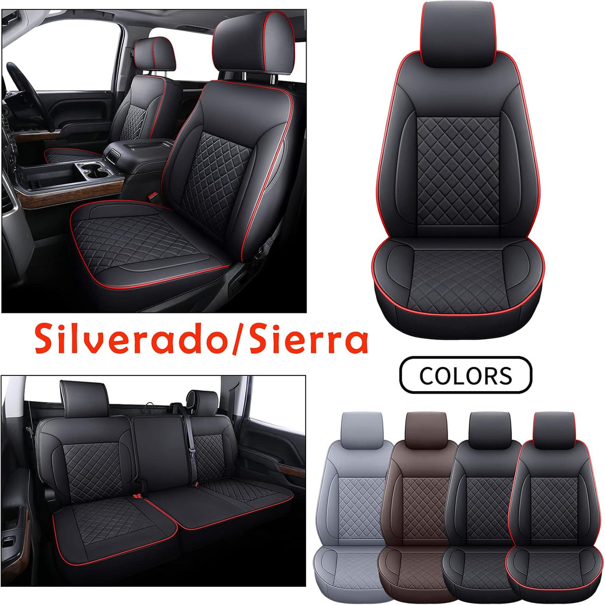 Brown Water Proof Faux Leather Full Set Seat Covers K573765