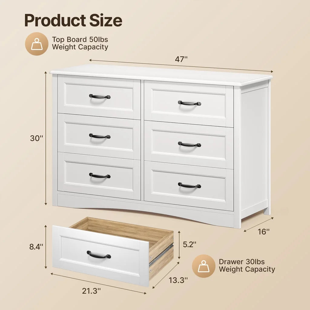 White 6 Drawer Dresser B37997