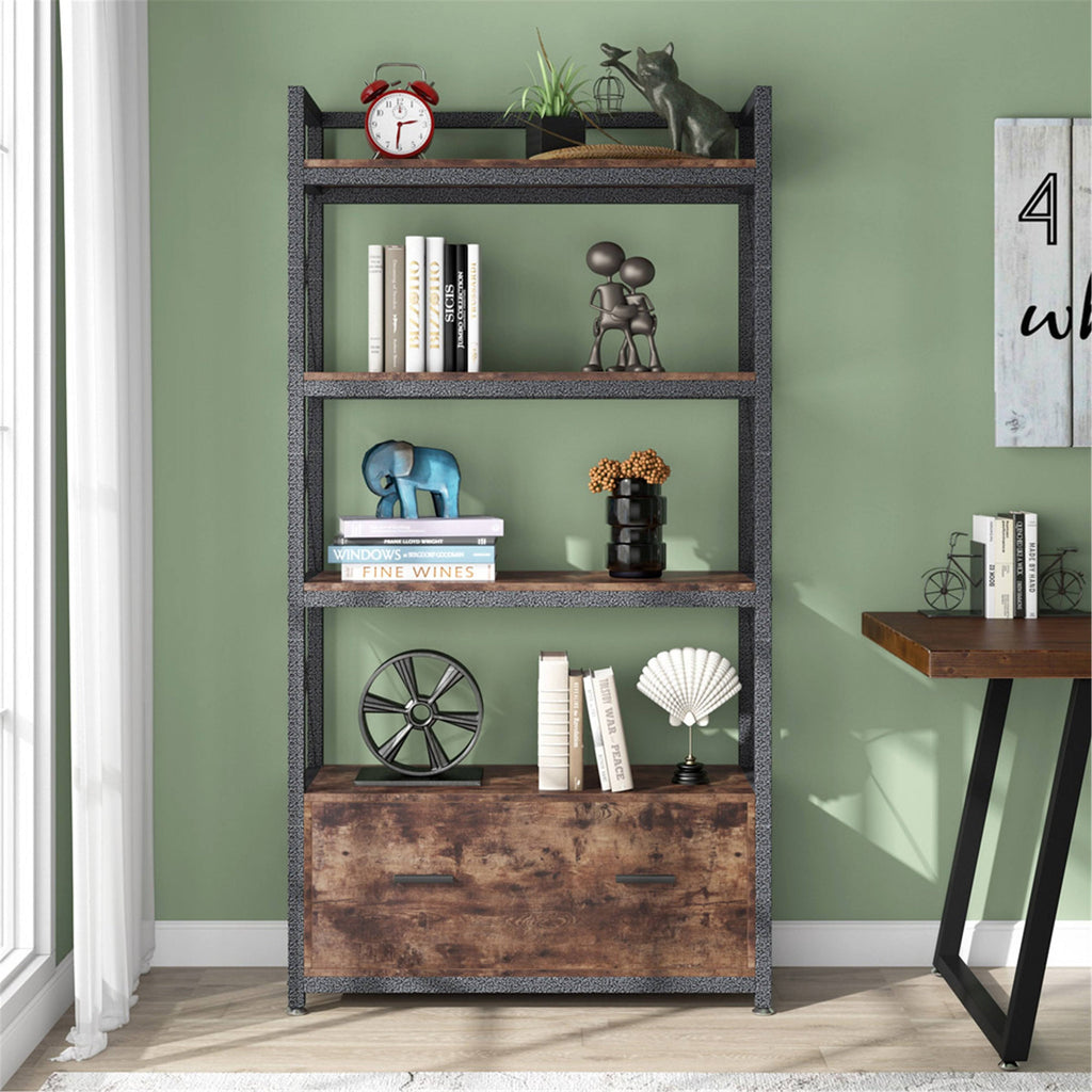 Brown Letter Size A4 Lateral File Cabinet with Drawer F7195