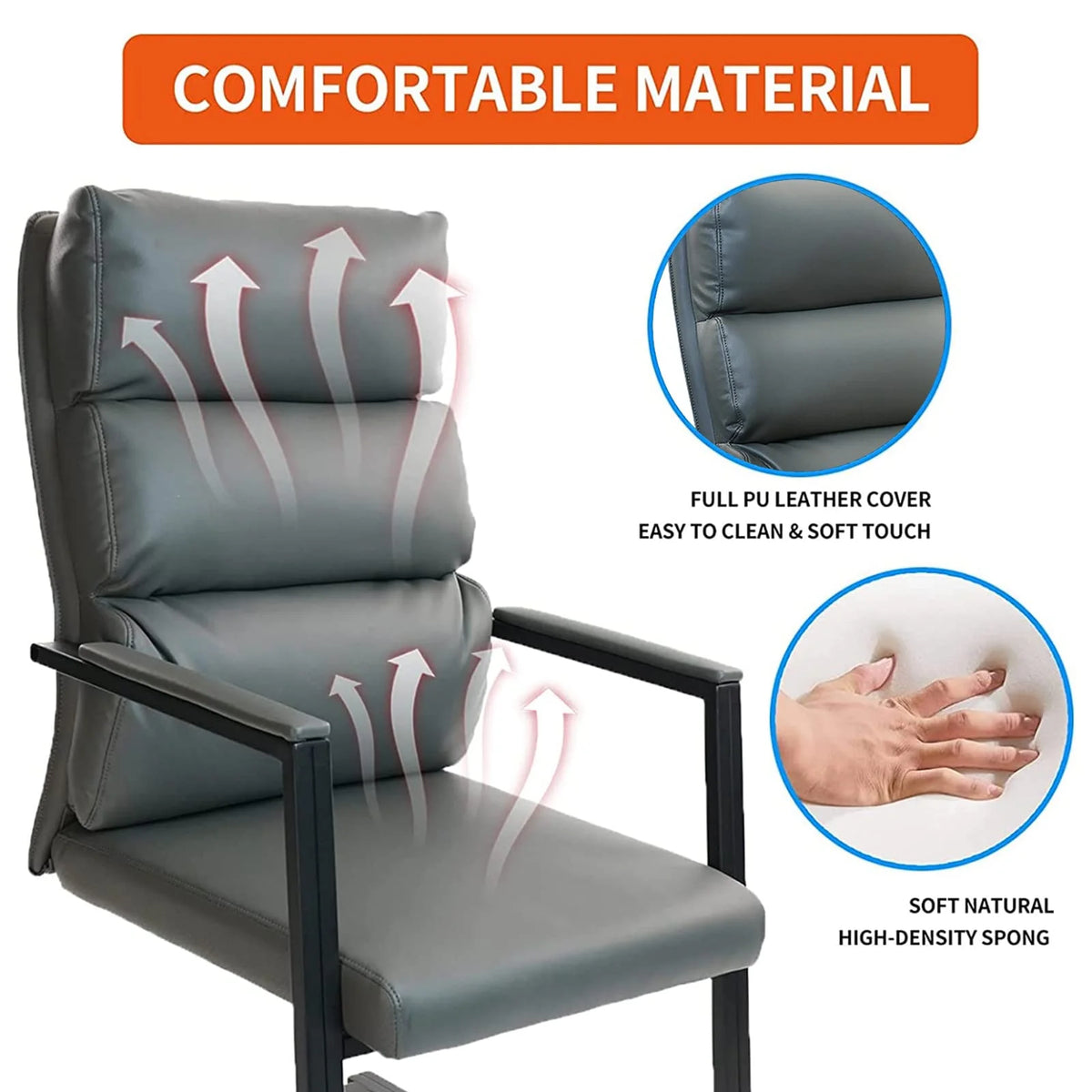 Gray 4 Pack Bonded Leather Office Guest Chair with Sled Base Z2331
