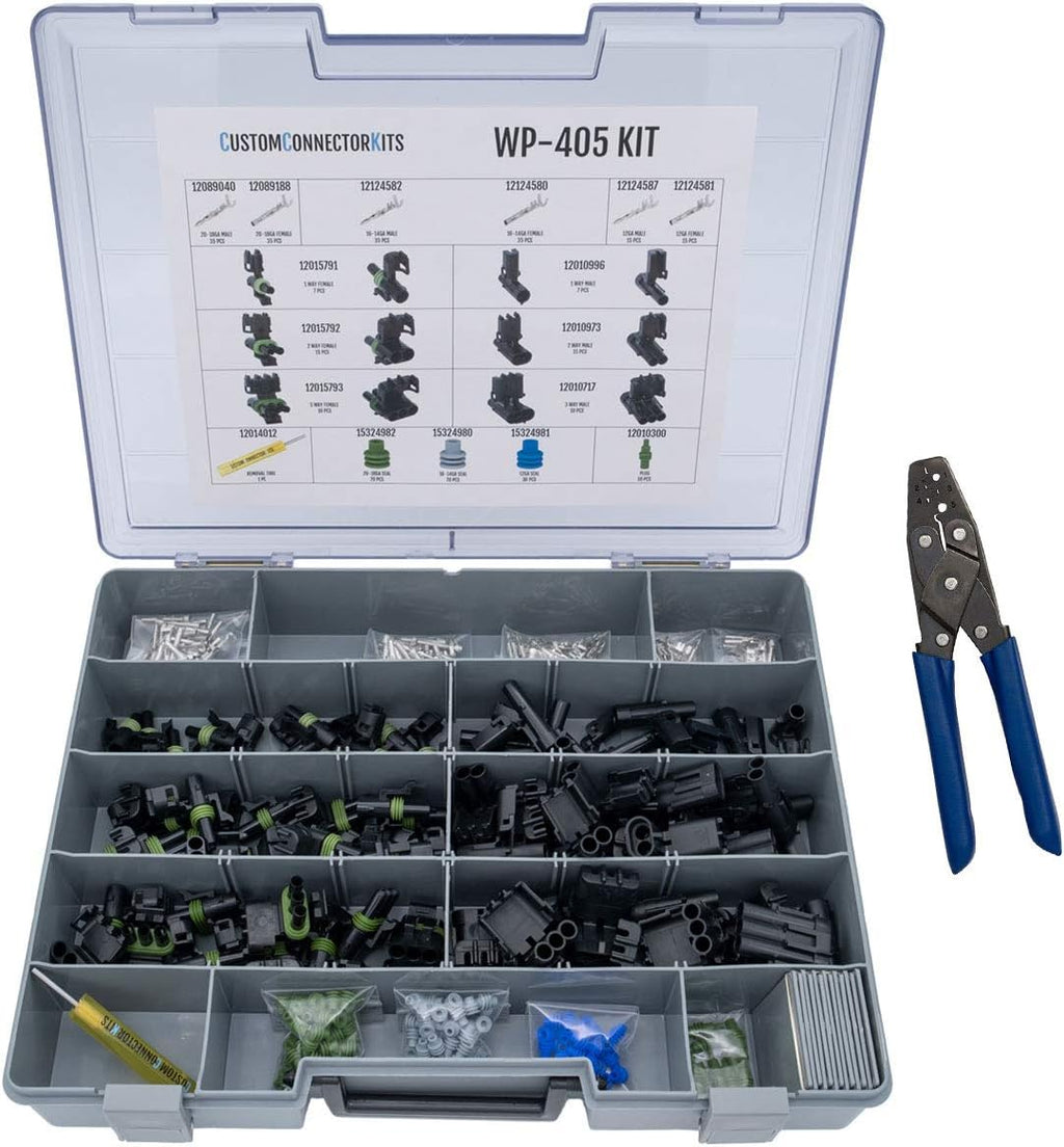 405 Piece Sealed Weatherproof Automotive Electrical Connector Kit with Crimp Tool D8227