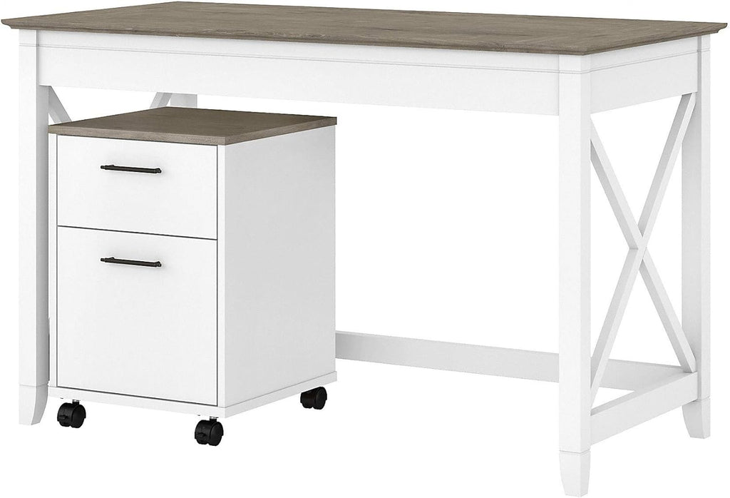 Cape Cod Gray Writing Desk with 2 Drawer Mobile File Cabinet X536484