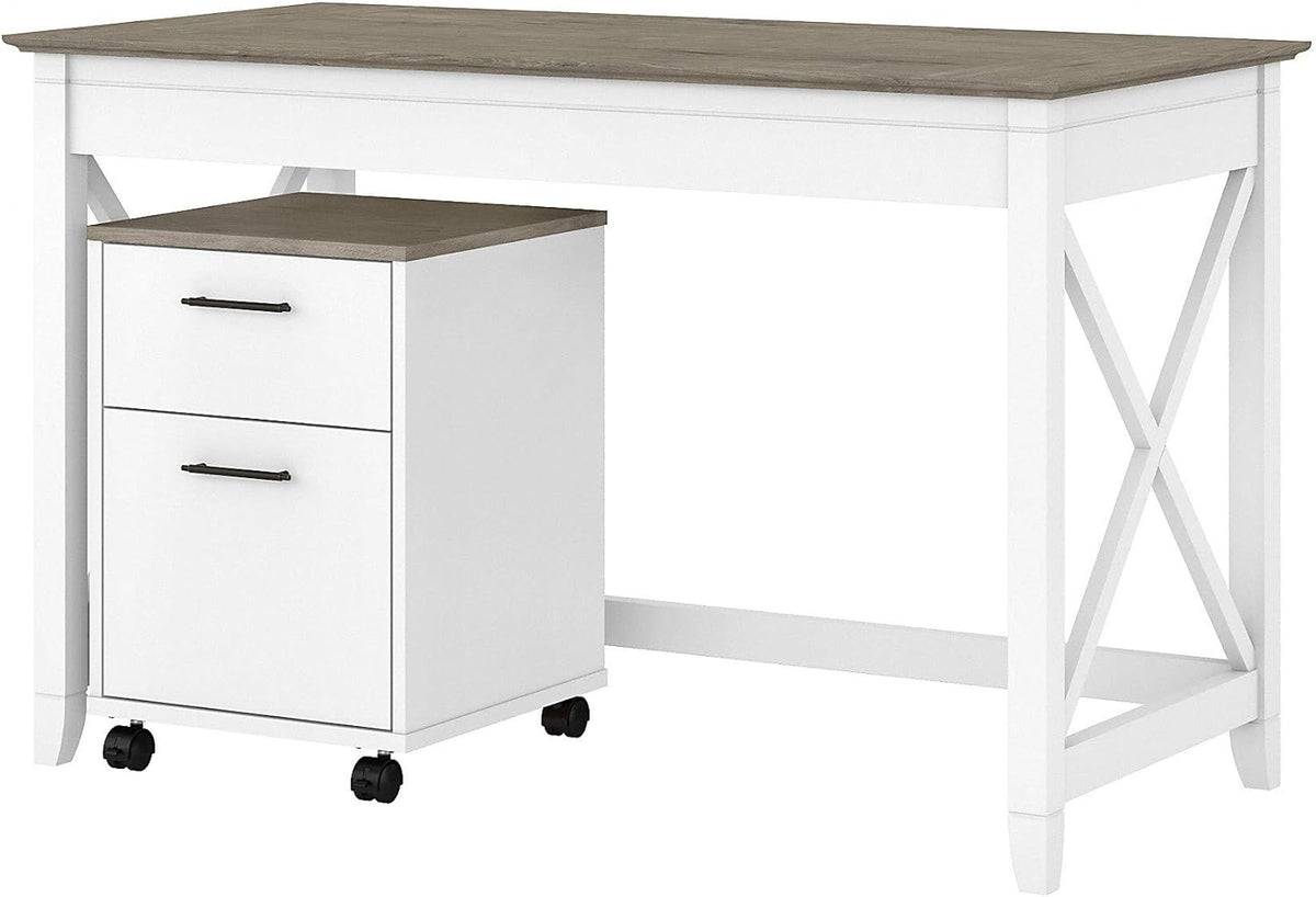 Cape Cod Gray Writing Desk with 2 Drawer Mobile File Cabinet X536484