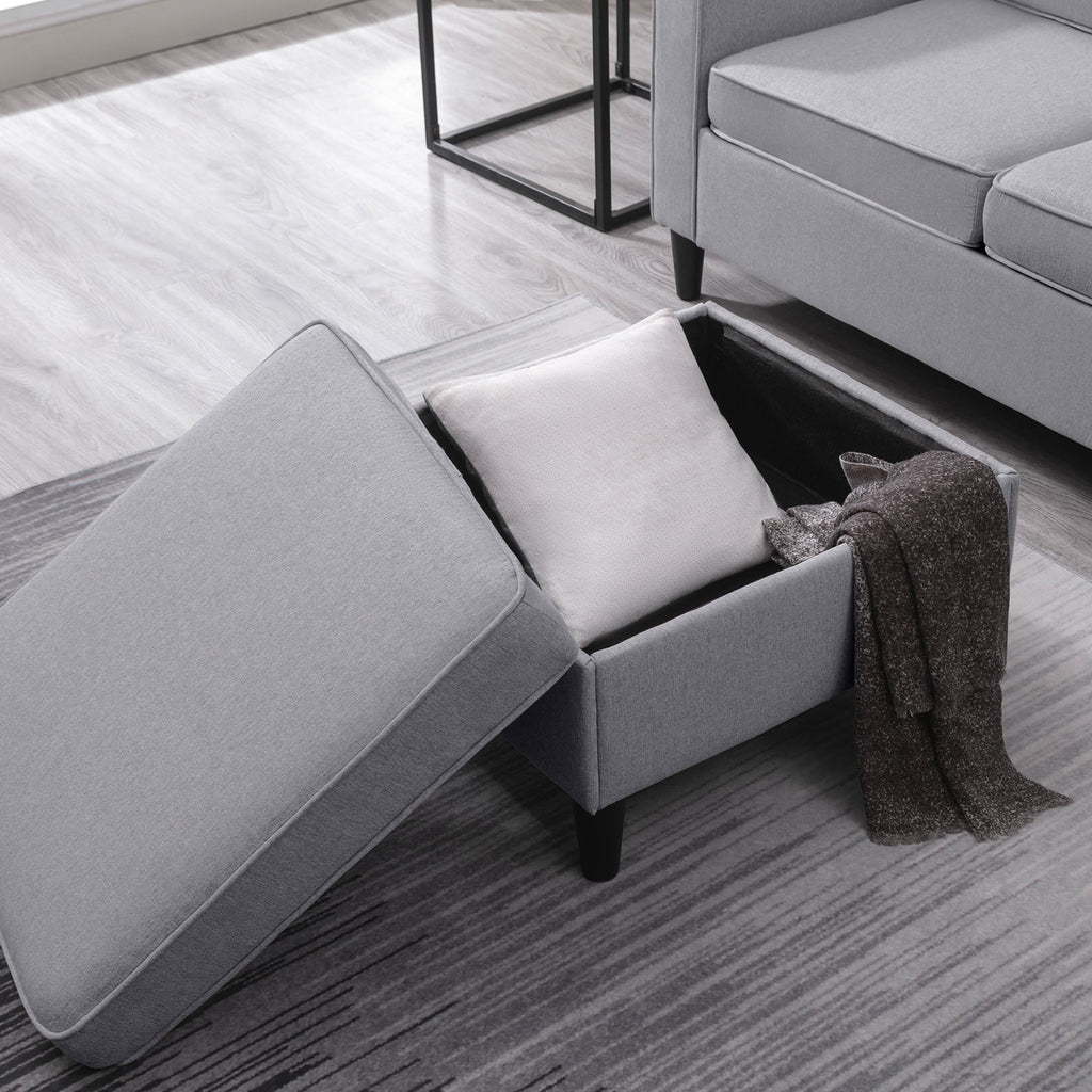 Light Gray 3 Pcs Convertible Sectional Sofa with Storage Ottoman W460