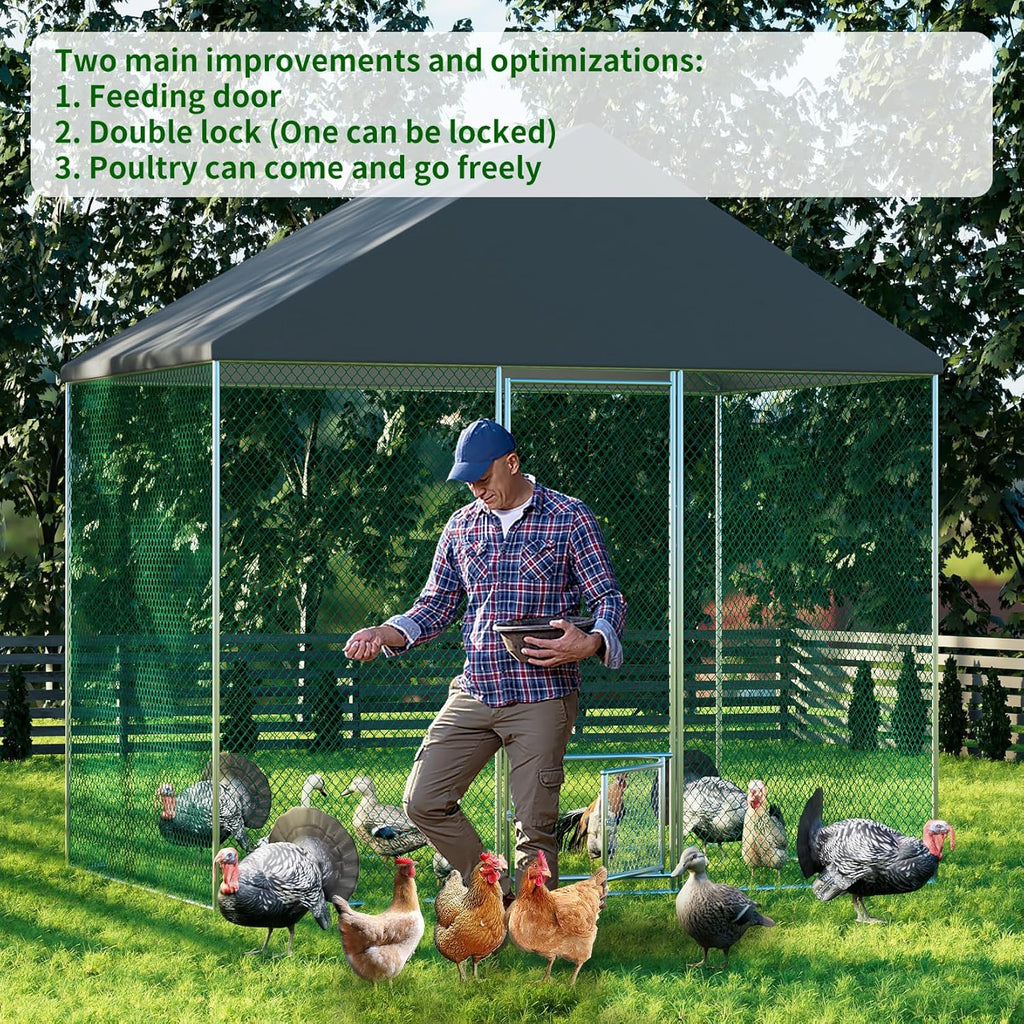 Large Chicken Coop Run Outdoor with Waterproof Anti-Ultraviolet Cover U395993