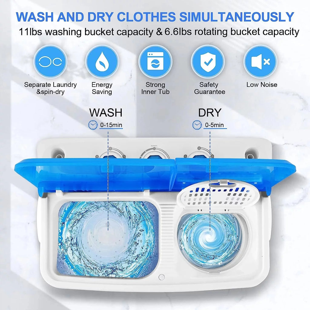 11lbs Washer & 6.6lbs Spin Dryer Combo Washing Machine Z971284
