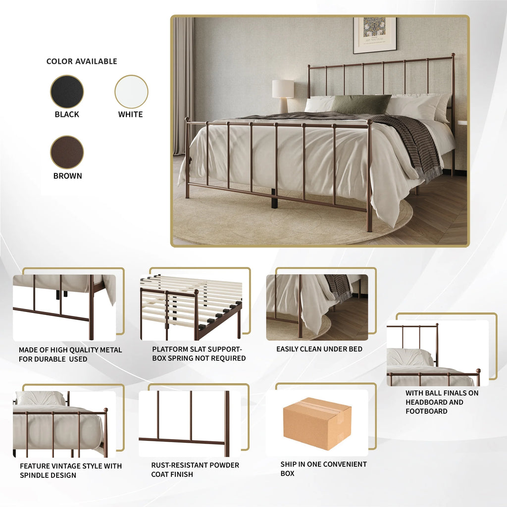 Twin Size White Metal Platform Bed W923694
