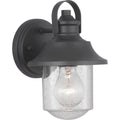 Black 9 inch Outdoor Wall Lantern with Clear Seeded Glass K104693