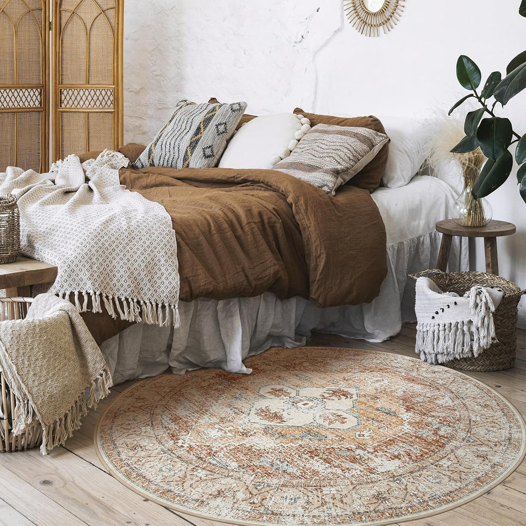 6Ft Washable Round Non-Slip Area Rug K1257