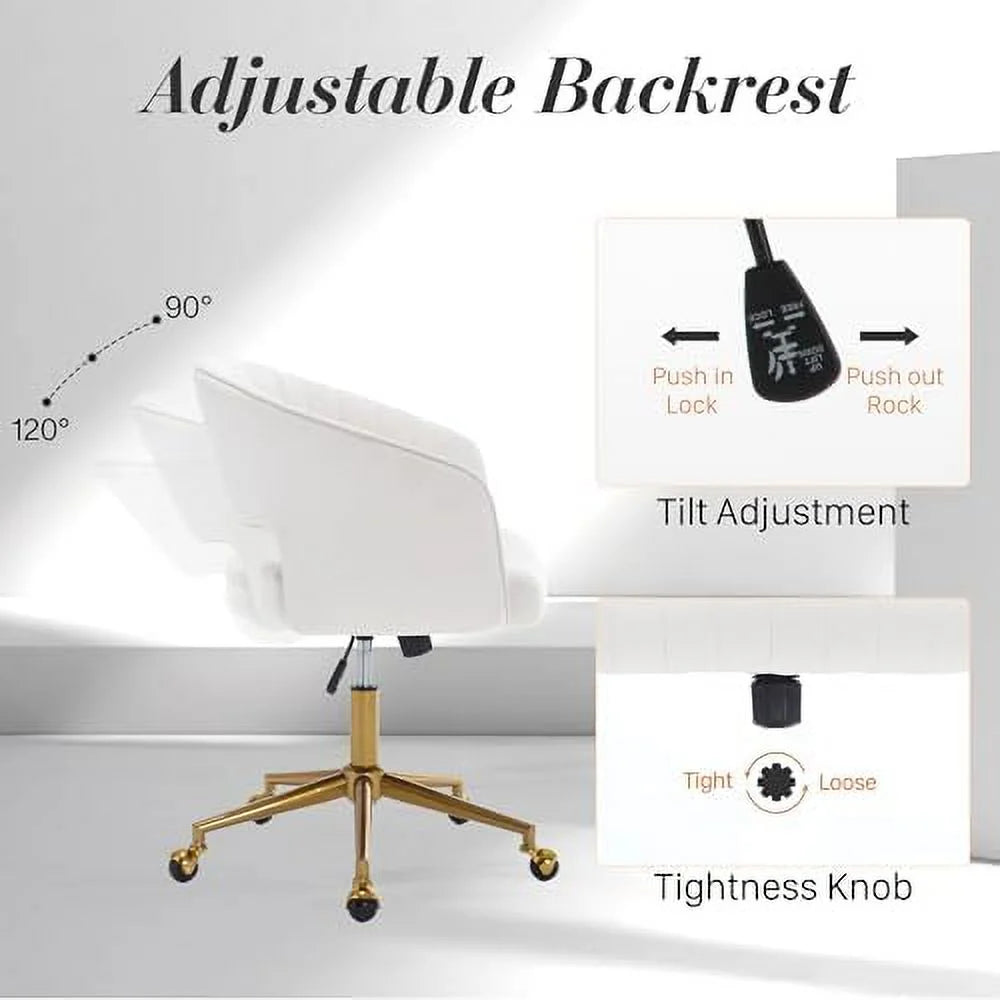 Velvet Height Adjustable Swivel Desk Chair B7178