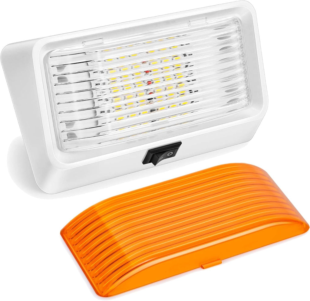 LED RV Exterior Porch Light with Switch 320 Lumen White Base C922